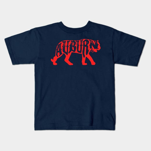 Orange Tiger w/ Auburn Cutout Kids T-Shirt by joshp214